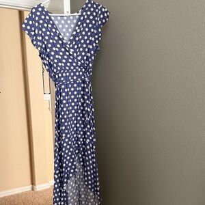 Blue Polka Dot Wrap Dress